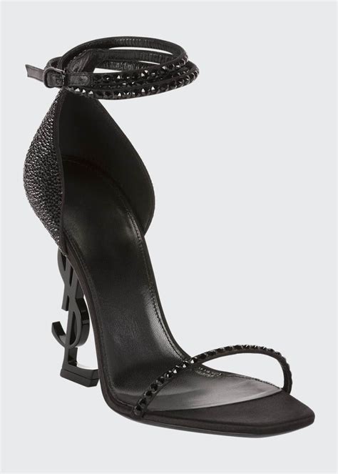 saint laurentopyum ysl logo-heel sandals with black hardware 1 295.00|opyum leather sandals.